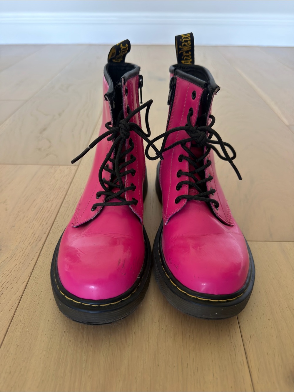 Dr. Martens Hot Pink Leather Lace-Up Boots